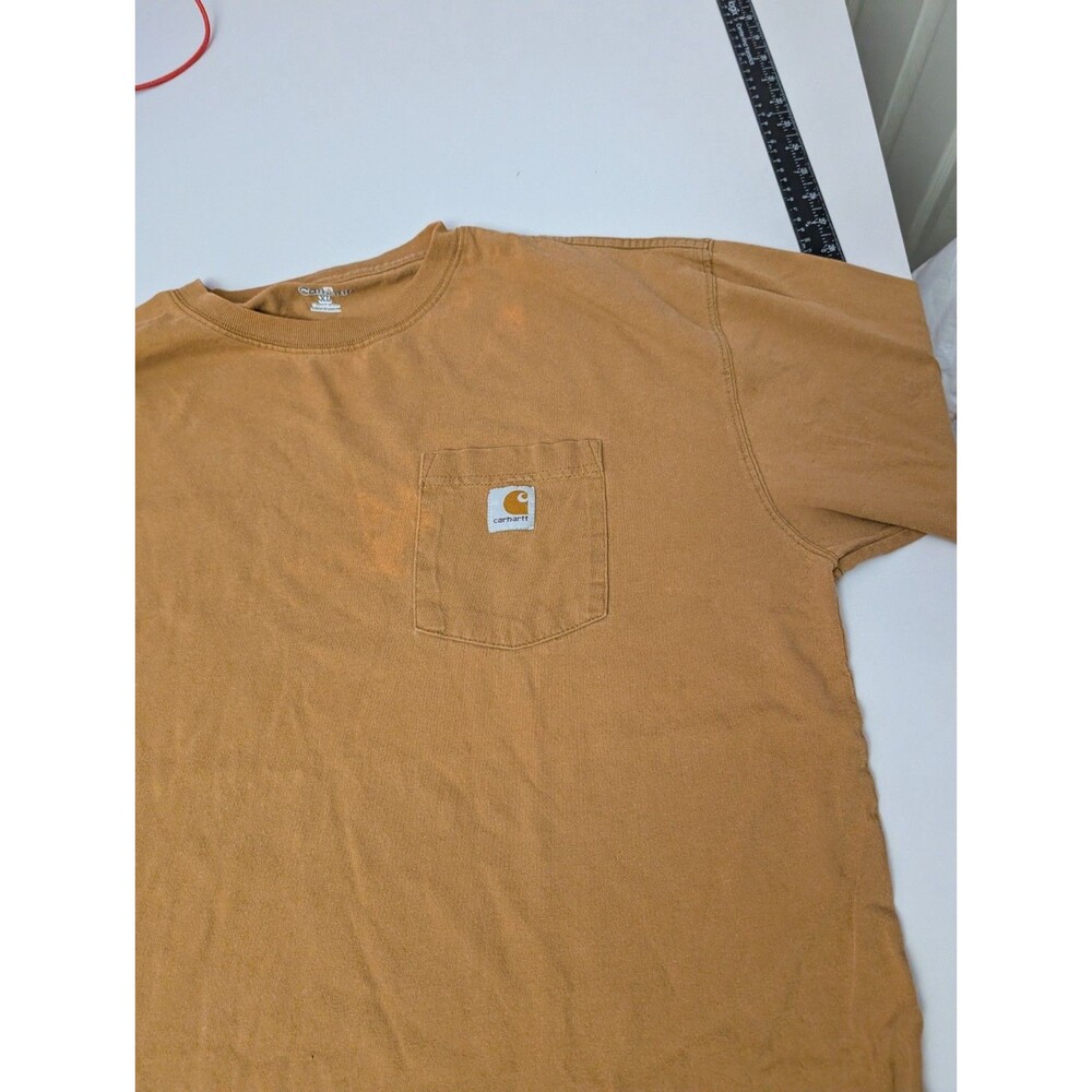 Vintage 2009 Carhartt Long Sleeve Pocket T Shirt XL Brown Distressed Workwear F0